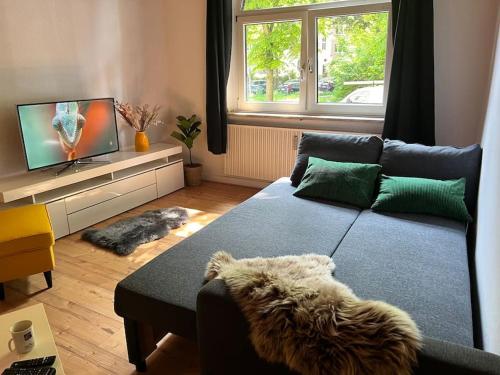 TV a/nebo společenská místnost v ubytování Casa Luna 6 min Hbf , Erdgeschosswohnung ,Altbau