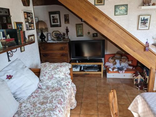 TV a/nebo společenská místnost v ubytování Les Chaises