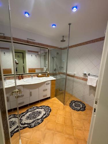 a bathroom with a shower and a sink at Sharm Prestige Room 52 - Luxury sea view at coral bay in Sharm El Sheikh