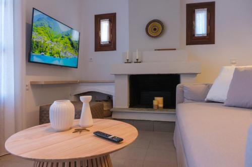 TV a/nebo společenská místnost v ubytování Hideaway in Damouchari with private access to sea ANNA's HORIZON