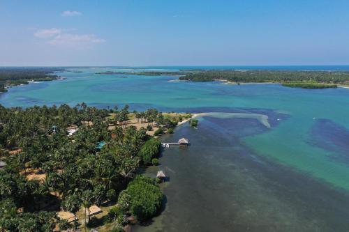 an aerial view of a island in the water at The Rascals Kite Resort in Kalpitiya