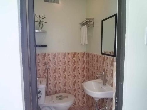 a bathroom with a sink and a toilet at golden anchor lodge in Coron