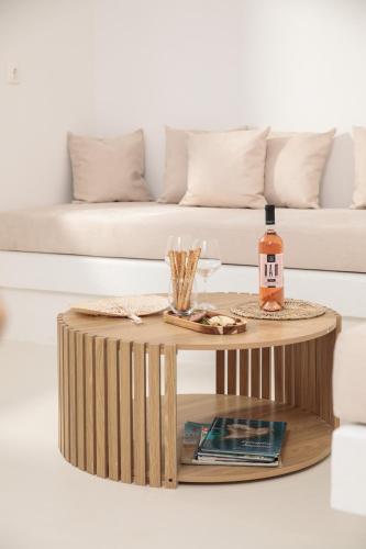 a coffee table in front of a couch at Soley Naxos in Naxos Chora