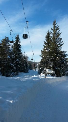a ski lift in the snow with trees at Alpenappartements Schwalbennestl in Mittenwald