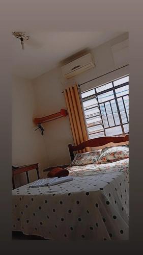 een slaapkamer met een bed en een raam bij Hotel Pinheiros in Pinheiros