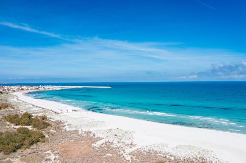 an aerial view of a beach with the ocean at Cala Della Torre Resort in La Caletta