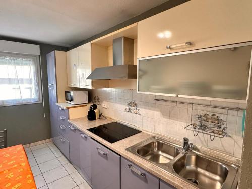 une cuisine avec un évier et un plan de travail dans l'établissement Suite DES DOMES FSHH, à Nice