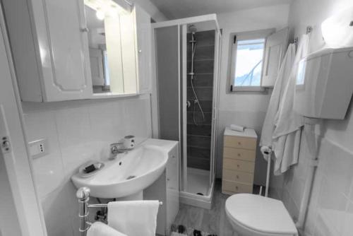 a white bathroom with a sink and a toilet at Il Piccolo Eden in Pescia