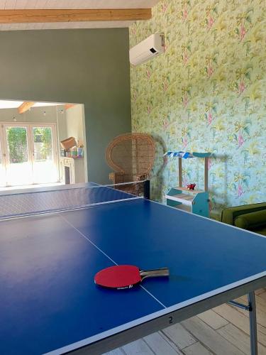 a ping pong table with a red paddle on it at El Patio in San Vito Rimini