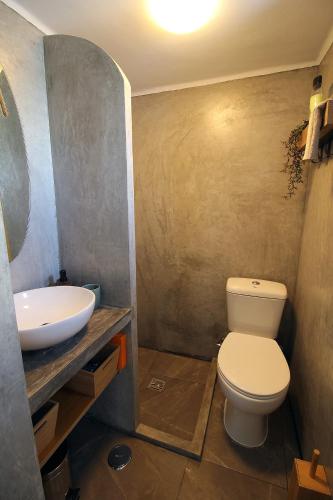 a bathroom with a toilet and a sink at Refúgio do Alqueva in São Marcos do Campo