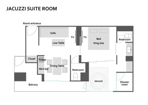 a floor plan of a kazuki suite room at THE skM TOKYO HOTEL & DINING in Tokyo