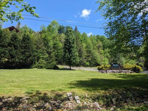 a green field with trees in the background at Baby Bear Den in Gatlinburg