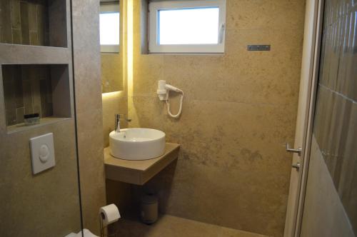 a bathroom with a sink and a shower at Villa Planta in Ohrid
