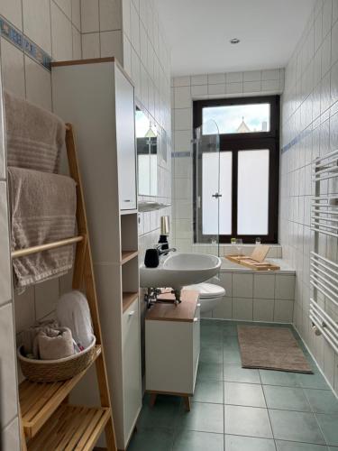Koupelna v ubytování Stylisches Appartement im Jugendstil-Viertel