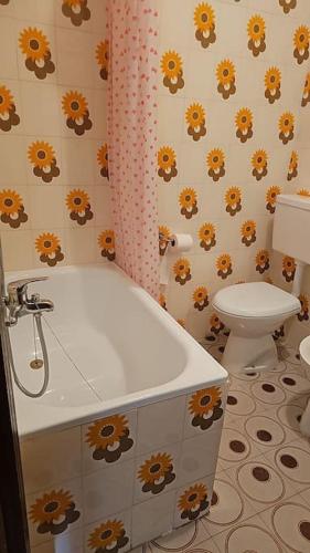a bathroom with a bath tub and a toilet at La casa di, Sara Morgex in Morgex
