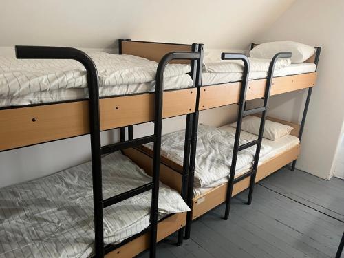 two bunk beds in a small room at Waldschlösschen Ricklingen in Hannover
