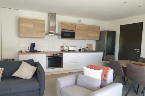 Il dispose d'une cuisine et d'un salon avec un canapé et des chaises. dans l'établissement U caseddu di a Castagna, à Coti-Chiavari