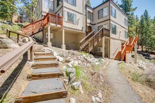 a house with stairs leading up to it at 2 Mi to Beaches and Trails Tahoe Area Home with Sauna in Stateline