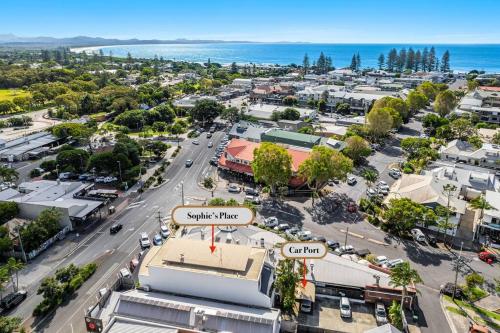 an aerial view of a city with a street at Sophie's Place ReLaunch - Luxury Penthouse in Byron Bay