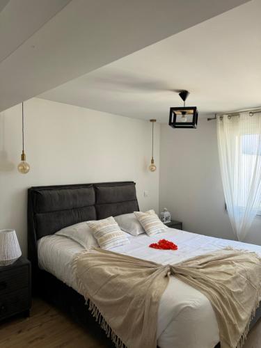 Posteľ alebo postele v izbe v ubytovaní Sinalospa - Cosalà appartemement Sauna Jacuzzi Grande terrasse à 5 minutes de Nancy Place Stanislas