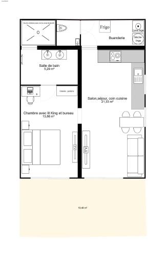 un plan d'étage d'une maison dans l'établissement Les abeilles du Mont d'or, à Manosque