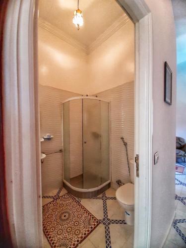 a bathroom with a shower and a toilet and a sink at Residence Koutoubienne in Marrakesh