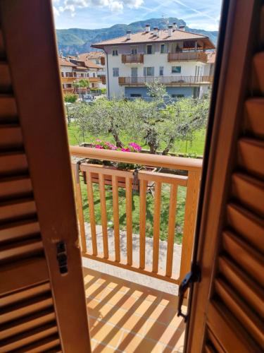 a view from the door of a balcony at Antico Fienile Agritur in Mezzocorona