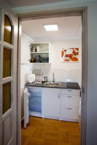 Kuchyň nebo kuchyňský kout v ubytování Apartament Mrągowo