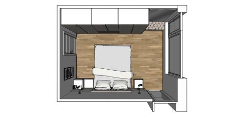 un disegno di una stanza con due sedie di Economic transitional room a Cerignola