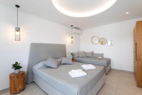 una camera con letto e divano di Agia Anna Beachfront Boutique a Paraga