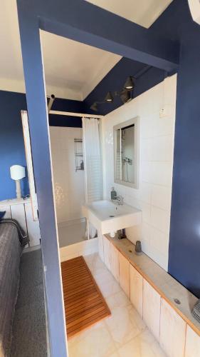 une salle de bain avec un lavabo et une baignoire dans l'établissement casa-tena-Sorède, à Sorède