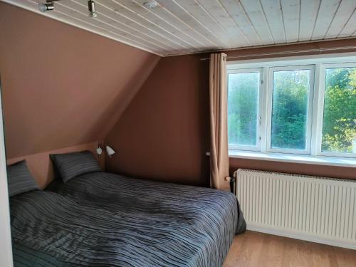 - une chambre avec un lit et 2 fenêtres dans l'établissement Nygaard Guesthouse, à Hjørring