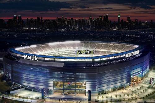 a rendering of a soccer stadium at night at Family & Traveler Haven - NYC & NWK w/free parking in Newark