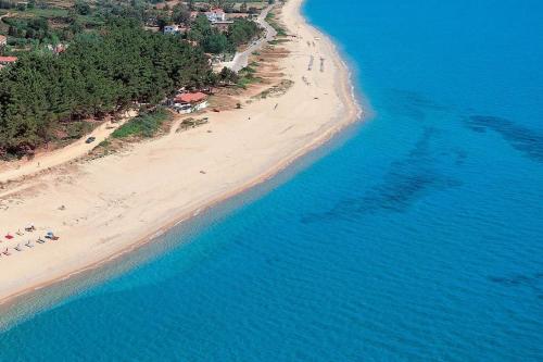 an aerial view of a beach and the ocean at ilios 3 bedroom apartment with sea view in town in Skala Kefalonias