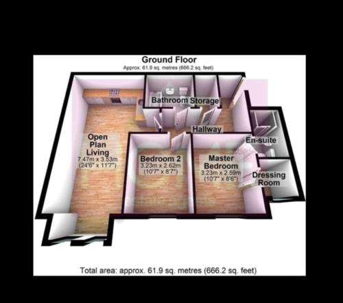 a diagram of a floor plan of a building at Cocoon- A cozy retreat in Manchester