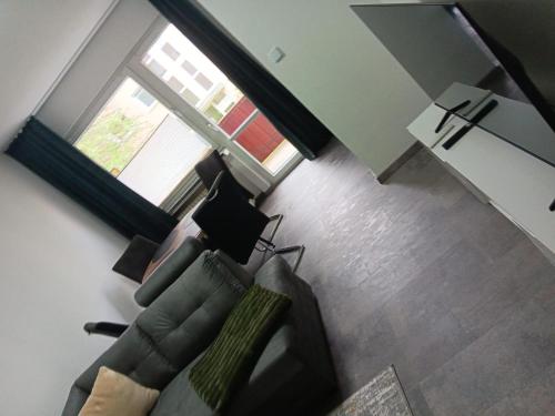an overhead view of a living room with a couch and a window at Serenity in Bad Harzburg