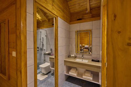 a bathroom with a sink and a toilet at Regenta Resort Sakleshpur in Sakleshpur
