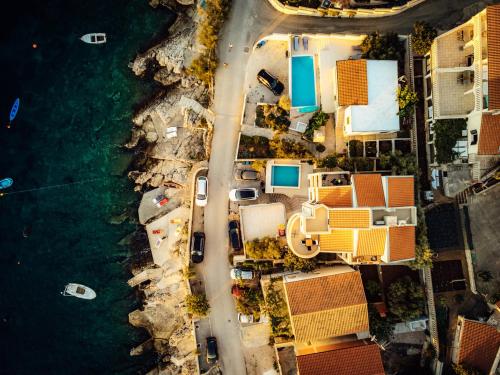 an aerial view of a street next to the ocean at Villa Ella in Sevid