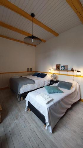 a bedroom with two beds in a room at La maison Benastre in Saint-Étienne-de-Corcoué