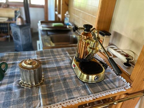 a blender sitting on top of a kitchen counter at Zeusplace Magic Villa in Aigínion