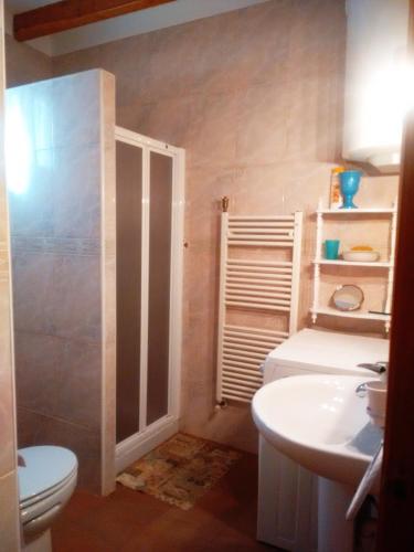 a bathroom with a toilet and a sink at Casa Rural Marques de Cerralbo in Santa María de Huerta