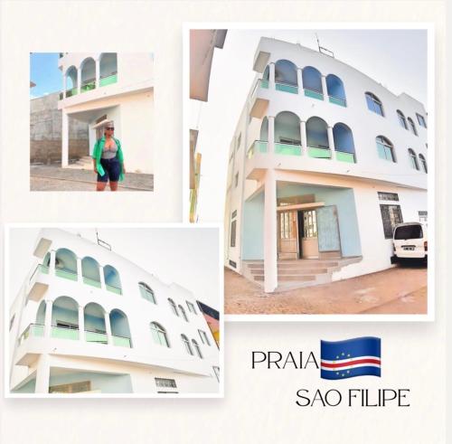 a collage of photos of a building at Casa Lulu cabo verde in Praia
