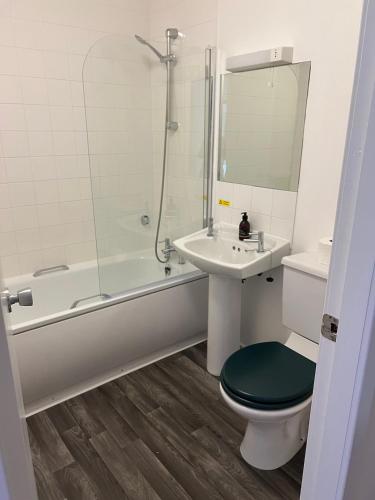 a bathroom with a toilet and a sink and a shower at Lochailort Inn in Lochailort