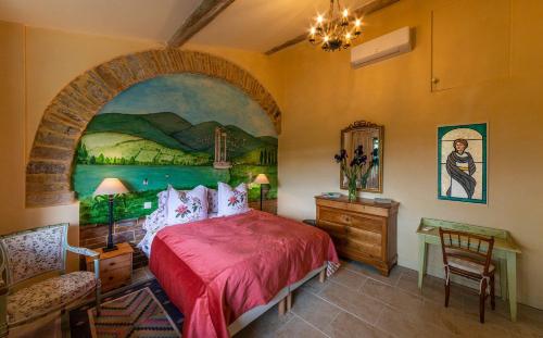 Postel nebo postele na pokoji v ubytování City Gîte AFFRESCO - Cordes sur Ciel