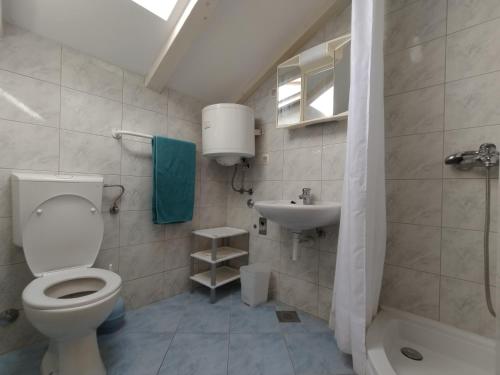 a bathroom with a toilet and a sink at Guest House Dobriša in Vinišće