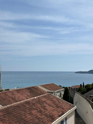 uitzicht op de oceaan vanaf het dak van een gebouw bij Irish Apartment Complex in Budva