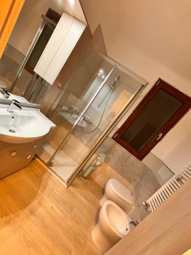 een badkamer met douche, toilet en wastafel bij TuscanyAnnerelax in Cecina