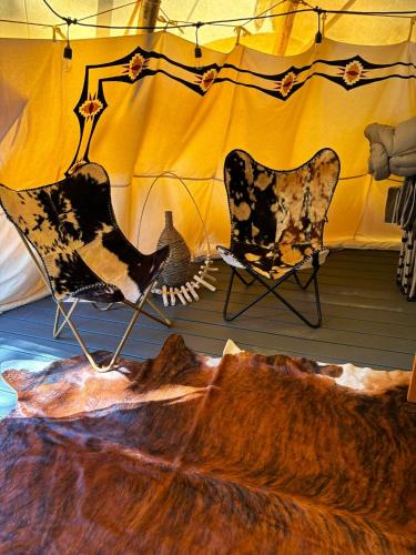 Χώρος καθιστικού στο Buck And Does Tipi - 20' - Sleeps Up To 4