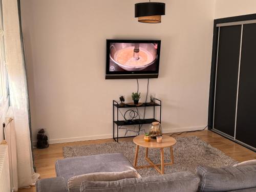 Una televisión o centro de entretenimiento en Paisible Lumineux Traversant