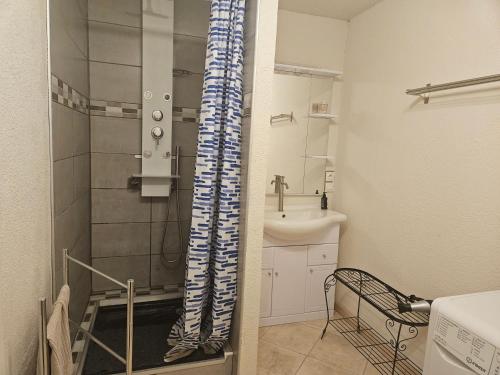 une salle de bain avec douche et lavabo dans l'établissement Moliere, à Molières-Cavaillac